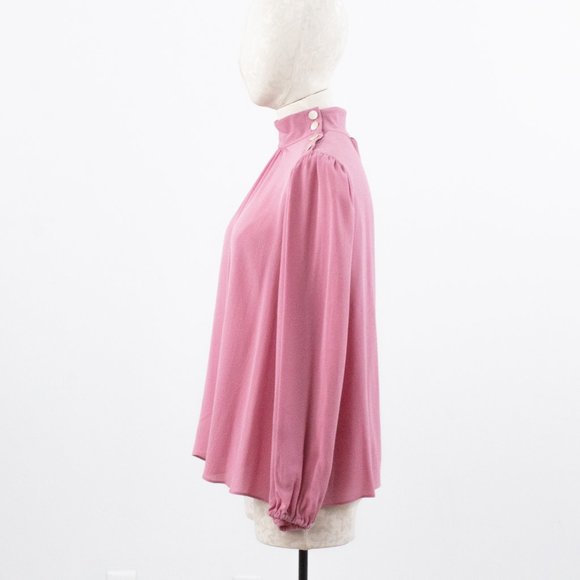 Robert Rodriguez Silk Mock Neck Blouse Pink - Picture 7 of 12